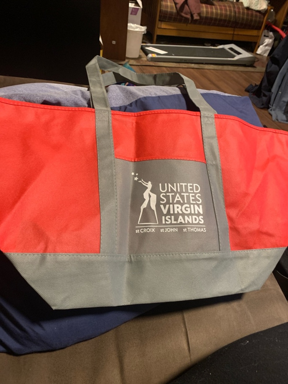 Red & Gray Tote Bag